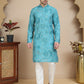 Stylish Blue Kurta Set with Artistic Teal Paisley Print ( JOKP P 5242 Blue )