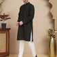 Embroidered Cotton Kurta With Pyjama for Men ( JOKP P 5244 Black )