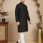 Embroidered Cotton Kurta With Pyjama for Men ( JOKP P 5244 Black )