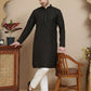 Embroidered Cotton Kurta With Pyjama for Men ( JOKP P 5244 Black )