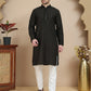 Embroidered Cotton Kurta With Pyjama for Men ( JOKP P 5244 Black )
