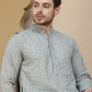 Embroidered Cotton Kurta With Pyjama for Men ( JOKP P 5244 Grey )