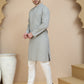 Embroidered Cotton Kurta With Pyjama for Men ( JOKP P 5244 Grey )