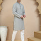 Embroidered Cotton Kurta With Pyjama for Men ( JOKP P 5244 Grey )