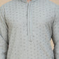 Embroidered Cotton Kurta With Pyjama for Men ( JOKP P 5244 Grey )