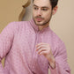 Embroidered Cotton Kurta With Pyjama for Men ( JOKP P 5244 Magenta )