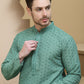 Embroidered Cotton Kurta With Pyjama for Men ( JOKP P 5244 Green )
