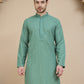 Embroidered Cotton Kurtas for Men ( KO 5244 Green )