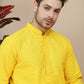 Embroidered Cotton Kurta With Pyjama for Men ( JOKP P 5244 Yellow )