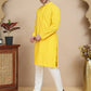 Embroidered Cotton Kurta With Pyjama for Men ( JOKP P 5244 Yellow )