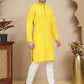 Embroidered Cotton Kurta With Pyjama for Men ( JOKP P 5244 Yellow )