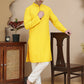 Embroidered Cotton Kurta With Pyjama for Men ( JOKP P 5244 Yellow )