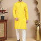 Embroidered Cotton Kurta With Pyjama for Men ( JOKP P 5244 Yellow )