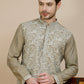 Embroidered Silk Blend Kurta Set for Men ( JOKP P 5245 Beige ) [FF] [I-1-4]