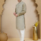 Embroidered Silk Blend Kurta Set for Men ( JOKP P 5245 Beige ) [FF] [I-1-4]