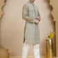 Embroidered Silk Blend Kurta Set for Men ( JOKP P 5245 Beige ) [FF] [I-1-4]