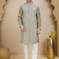 Embroidered Silk Blend Kurta Set for Men ( JOKP P 5245 Beige ) [FF] [I-1-4]