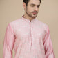 Embroidered Silk Blend Kurta Set for Men ( JOKP P 5245 Pink )