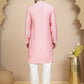 Embroidered Silk Blend Kurta Set for Men ( JOKP P 5245 Pink )