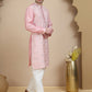 Embroidered Silk Blend Kurta Set for Men ( JOKP P 5245 Pink )