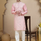 Embroidered Silk Blend Kurta Set for Men ( JOKP P 5245 Pink )