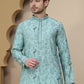 Embroidered Silk Blend Kurta Set for Men ( JOKP P 5246 Blue )