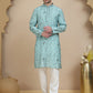 Embroidered Silk Blend Kurta Set for Men ( JOKP P 5246 Blue )