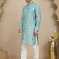 Embroidered Silk Blend Kurta Set for Men ( JOKP P 5246 Blue )