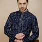 Embroidered Silk Blend Kurta Set for Men ( JOKP P 5246 Navy )