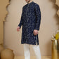 Embroidered Silk Blend Kurta Set for Men ( JOKP P 5246 Navy )