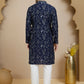 Embroidered Silk Blend Kurta Set for Men ( JOKP P 5246 Navy )