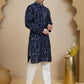 Embroidered Silk Blend Kurta Set for Men ( JOKP P 5246 Navy )