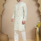 Embroidered Silk Blend Kurta Set for Men ( JOKP P 5246 White )