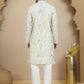 Embroidered Silk Blend Kurta Set for Men ( JOKP P 5246 White )