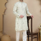 Embroidered Silk Blend Kurta Set for Men ( JOKP P 5246 White )