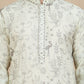 Embroidered Silk Blend Kurta Set for Men ( JOKP P 5246 White )