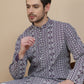 Geometric Print Silk Blend Straight Kurta Set for Men ( JOKP P 5250 Purple )