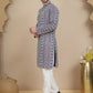 Geometric Print Silk Blend Straight Kurta Set for Men ( JOKP P 5250 Purple )