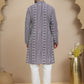Geometric Print Silk Blend Straight Kurta Set for Men ( JOKP P 5250 Purple )
