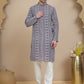 Geometric Print Silk Blend Straight Kurta Set for Men ( JOKP P 5250 Purple )