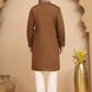 Silk Blend Kurta Pyjama Set with Golden Eagle Embroidery ( JOKP P 5256 Brown )