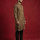Silk Blend Kurta Pyjama Set with Golden Eagle Embroidery ( JOKP B-P 5256Brown )