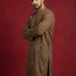 Silk Blend Kurta Pyjama Set with Golden Eagle Embroidery ( JOKP B-P 5256Brown )