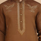 Silk Blend Kurta Pyjama Set with Golden Eagle Embroidery ( JOKP P 5256 Brown )