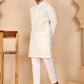 Men’s Ethnic Cotton Embroidered Kurta Pyjama ( JOKP P 5260 P 5260Cream ) [FF] [P-17]