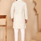 Men’s Ethnic Cotton Embroidered Kurta Pyjama ( JOKP P 5260 P 5260Cream ) [FF] [P-17]