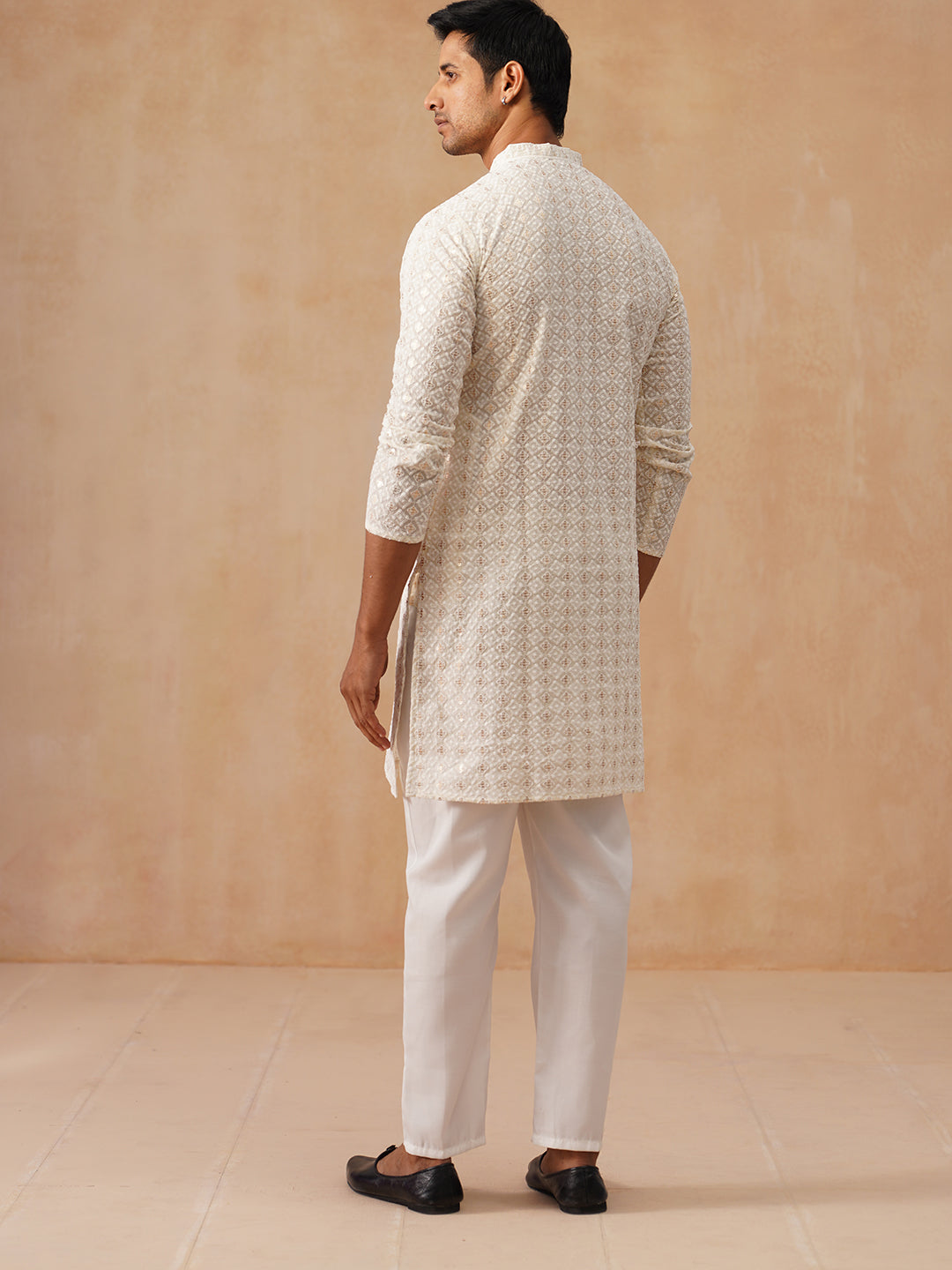 Men’s Ethnic Cotton Embroidered Kurta Pyjama ( JOKP P 5260 P 5260Cream ) [FF] [P-17]