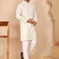 Men’s Ethnic Cotton Embroidered Kurta Pyjama ( JOKP P 5260 P 5260Cream ) [FF] [P-17]