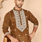 Embroidered Silk Blend Kurta Pyjama Set for Men ( JOKP P 5263 P 5263Mehndi ) [FF] [I-1-4]