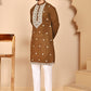 Embroidered Silk Blend Kurta Pyjama Set for Men ( JOKP P 5263 P 5263Mehndi ) [FF] [I-1-4]